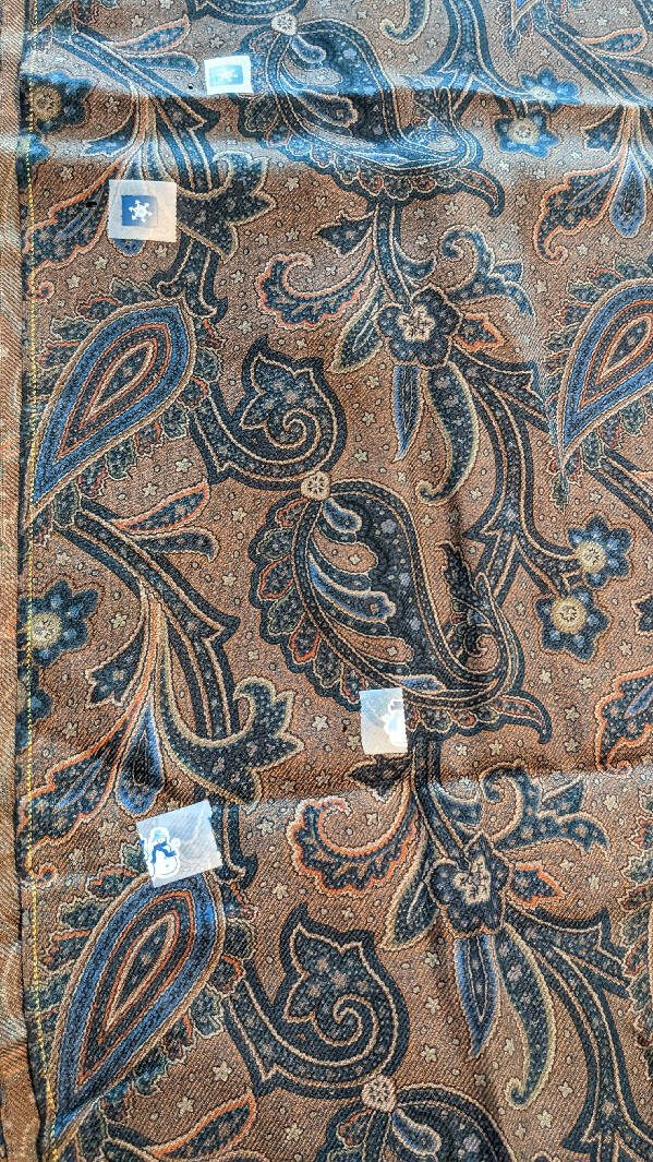 Vintage Brown Paisley Print Wool Twill 56"W - 2 yds