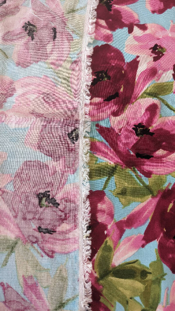 Fuchsia Pink Floral Print Rayon Challis Woven Fabric 52"W - 4 1/2 yds