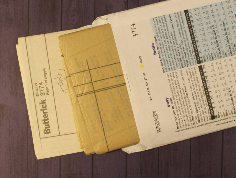 Butterick 3774 Misses Top, Skirt, Pants