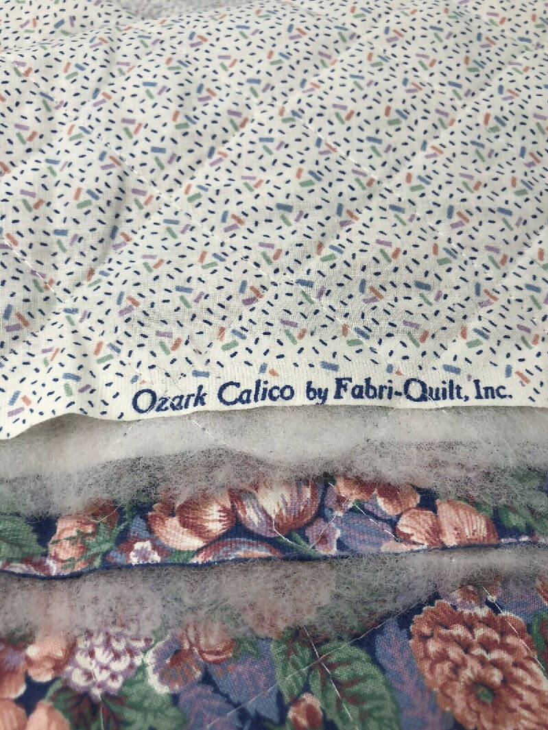 1980s Ozark Calico FabriQuilt Cheaters Quilt Double SidedPadded Floral Fabric