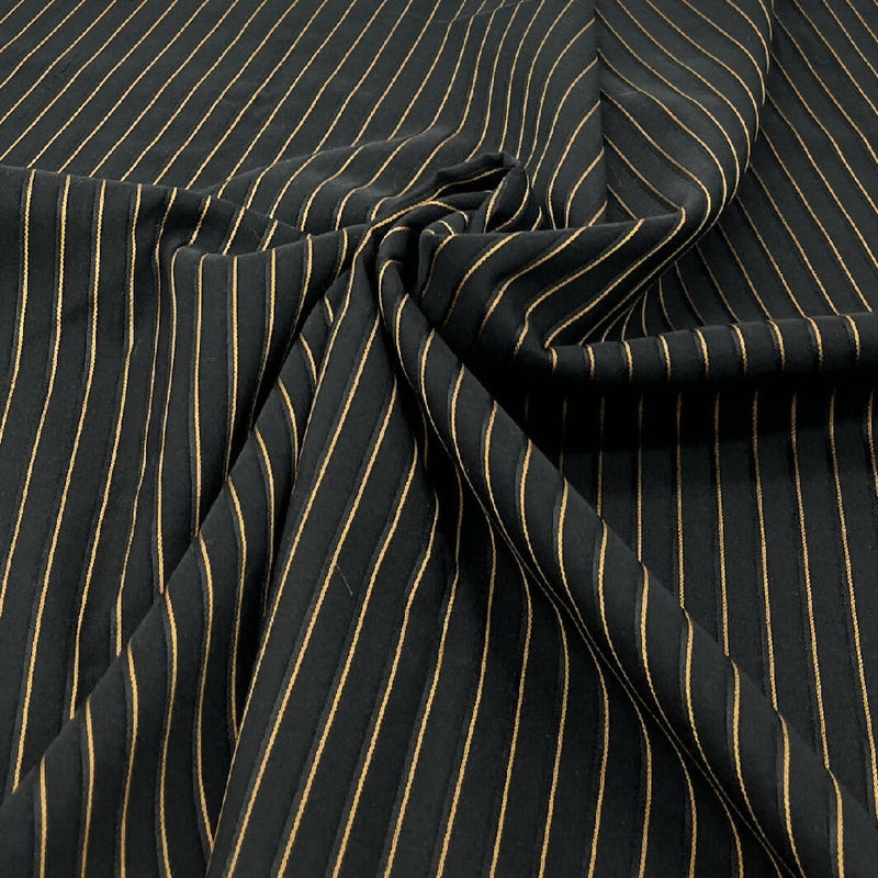 Black and Bronze Striped Synthetic Suiting - 1.25 Yds