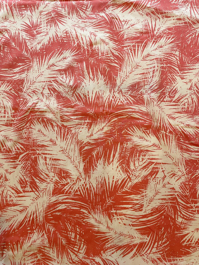 Coral & white Palm leaf cotton rayon - 2 yards