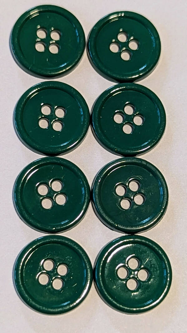 Forest Green 5/8" Round Buttons - Set of 8